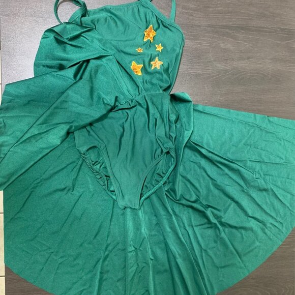 A Wish Come True Green Spandex Leotard with stars Dance Costume SA Adult Small - Picture 2 of 4